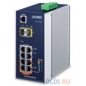 IP30 Industrial L2/L4 4-Port 10/100/1000T 802.3at PoE + 4-Port 10/100/100T + 2-Port 100/1000X SFP Managed Switch (-40~75 degrees C), dual redundant power input on 48~56VDC terminal block, SNMPv3, 802.1Q VLAN, IGMP Snooping, SSL, SSH, ACL