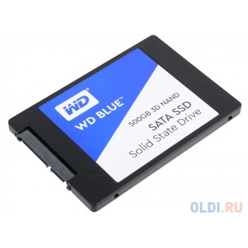 Твердотельный накопитель SSD 2.5" 500GB Western Digital WD Blue 3D NAND SSD WDS500G2B0A (SATA 6Gb/s, 2.5") (R530/W560Mb/s, TLC, SATA ) (WDS500G2B0A)