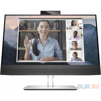 HP E24mv G4 Conf Monitor 1920x1080, 16:9, IPS, 250 cd/m2, 1000:1, 5ms, USB, VGA, HDMI, DP, webcam, speakers, height, tilt, swivel, pivot, Black