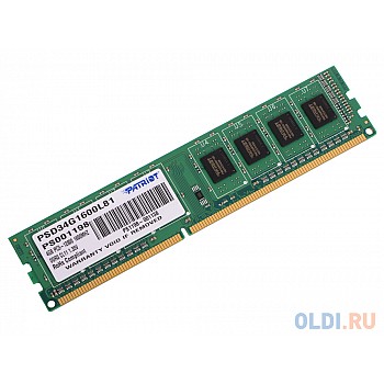 Оперативная память для компьютера Patriot PSD34G1600L81 DIMM 4Gb DDR3L 1600MHz