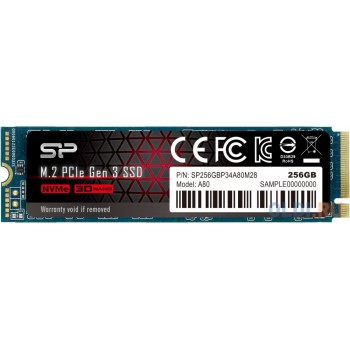Твердотельный накопитель SSD M.2 256 Gb Silicon Power P34A80 SP256GBP34A80M28 Read 3200Mb/s Write 3000Mb/s 3D NAND TLC