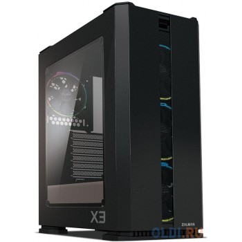 ZALMAN X3, ATX, BLACK, WINDOW, 2x3.5", 2x2.5", 2xUSB2.0, 2xUSB3.0, FRONT 3x120mm RGB, REAR 1x120mm RGB