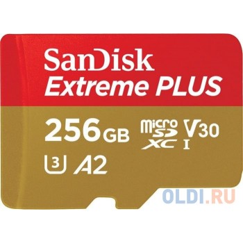 Флеш карта microSD 256GB SanDisk microSDXC Class 10 UHS-I A2 C10 V30 U3 Extreme Plus (SD адаптер) 170MB/s