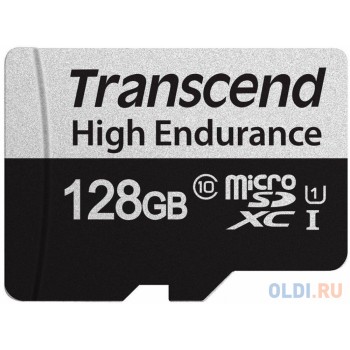 Карта памяти microSDXC Transcend 350V (высокой надёжности), 128 Гб, UHS-I Class 10 U1, с адаптером