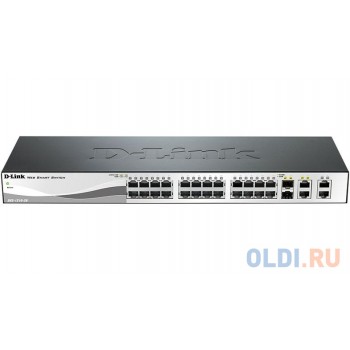 D-Link DES-1210-28/C2A Настраиваемый коммутатор WebSmart с 24 портами 10/100Base-TX, 2 портами 10/100/1000Base-T, 2 комбо-портами 100/1000Base-T/SFP