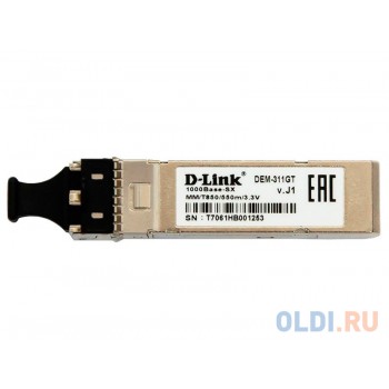 SFP-трансивер D-Link 311GT/A1A SFP-трансивер с 1 портом 1000Base-SX для многомодового оптического кабеля (до 550 м)