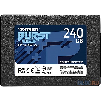 Твердотельный накопитель SSD 2.5" 240 Gb Patriot Burst Elite Read 450Mb/s Write 320Mb/s 3D NAND TLC