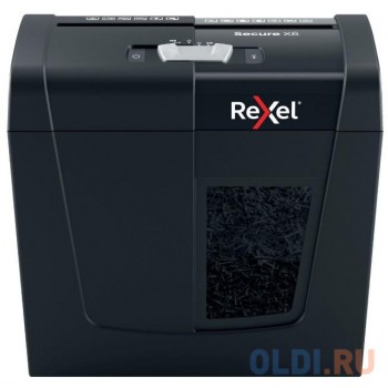 Шредер Rexel SECURE X6 EU черный (секр.P-4)/фрагменты/6лист./10лтр./скрепки/скобы