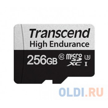 Карта памяти microSDXC Transcend 350V (высокой надёжности), 256 Гб, UHS-I Class 10 U1, с адаптером