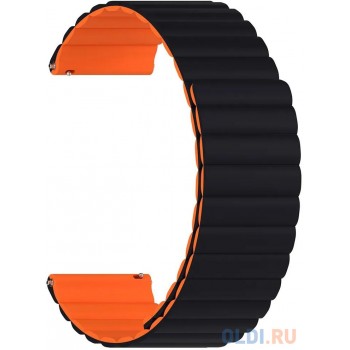 Универсальный силиконовый ремешок для часов 22 mm LYAMBDA ACRUX DSJ-32-22-BO Black/Orange