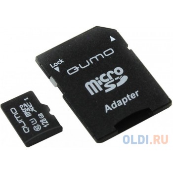 Карта памяти Micro SDXC 128Gb class 10 UHS-I QUMO QM128GMICSDXC10U1 + SD adapter