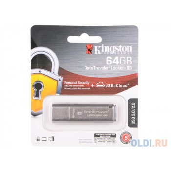 Флешка USB 64Gb Kingston DataTraveler LPG2 DTLPG3/64GB серебристый Locker+G3