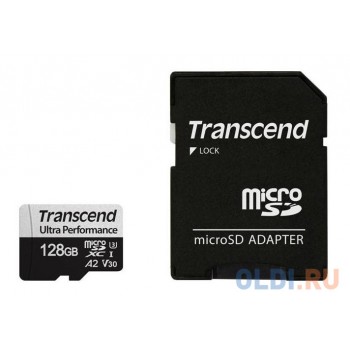 Карта памяти microSDXC Transcend 340S, 128 Гб, UHS-I Class U3 V30 A2, с адаптером