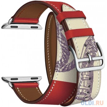 Кожаный ремешок в два оборота для Apple Watch 42/44 mm LYAMBDA MERIDIANA LWA-01-44-RDP Red/Beige rope