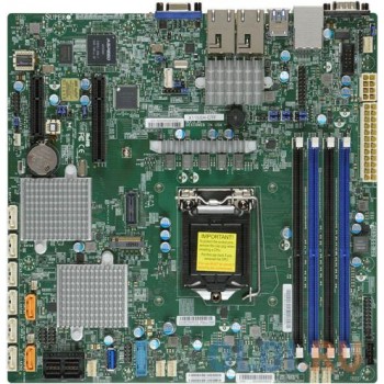 Плата материнская SuperMicro MB Single socket H4 (LGA 1151)Up to 64GB/1 PCI-E 3.0 x8, 1 PCI-E 3.0 x2/Dual 10GBase-T LAN/8 SATA3