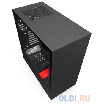 Корпус ATX NZXT H510 Без БП чёрный красный CA-H510B-BR