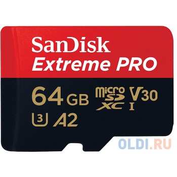 Карта памяти MicroSDXC 64Gb Sandisk Extreme Pro Rescue Pro Deluxe A2 C10 V30 UHS-I U3 (SDSQXCY-064G-GN6MA)