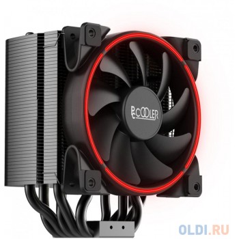 Кулер PCCooler GI-H58UB CORONA R LGA2066/2011/1366/115X/775/AM4/3/3+/AM2/2+/FM1/2/2+ (10 шт/кор, TDP 240W, 120mm PWM SilentPro Red LED FAN, 5 тепловых трубок 8мм, 1000-1800RPM, 26,5dBa)