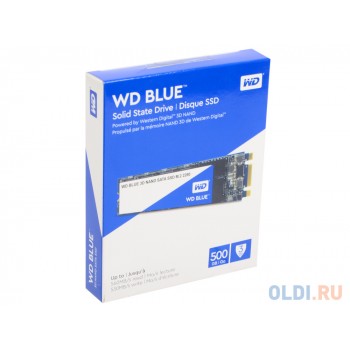 Твердотельный накопитель SSD M.2 500GB WD Blue (R530/W560Mb/s, TLC, SATA) (WDS500G2B0B)