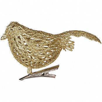 Елочное украшение Птичка цвет: золотой (16х7 см)