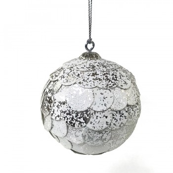 Шар новогодний декоративный Paper ball цвет: серебристый мрамор (9,1х9,2х9,1 см)