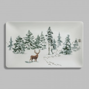 Блюдо новогоднее прямоугольное Сноуви (38х23 см)