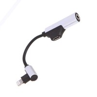Адаптер-переходник Barn&Hollis Lightning – AUX (Jack 3.5 mm) + зарядка (серый)