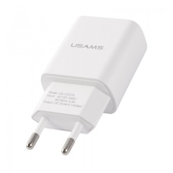 Зарядное устройство Usams T21 Charger kit 1 USB T18 2,1A + кабель Type-C 1m (белый)