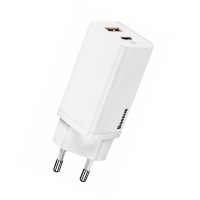 Зарядное устройство Baseus GaN2 Lite Quick Charger USB+TYPE C 65W (белый)