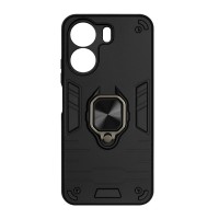 Чехол DF xiArmor-08 для Poco C65/Redmi 13C с магнитным держателем и кольцом (черный)
