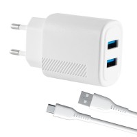 Зарядное устройство Barn&Hollis B&H NT-5, 2 USB A + кабель Type-C, белый