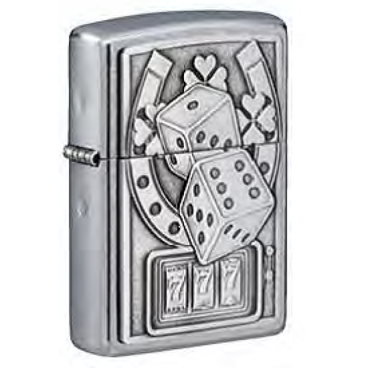 Зажигалка ZIPPO Lucky 7 с покрытием Street Chrome, латунь/сталь, серебристая