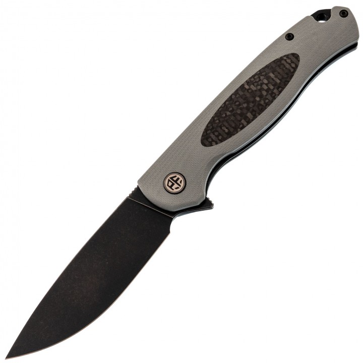 Складной нож Petrified Fish Stamp, сталь D2, рукоять G10/карбон