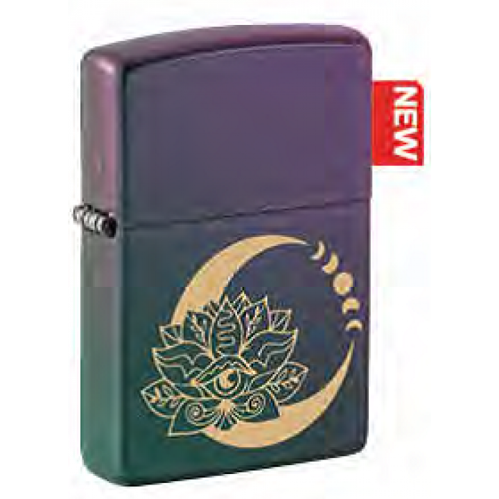 Зажигалка ZIPPO Lotus Moon с покрытием Iridescent, латунь/сталь, черная