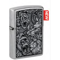 Зажигалка ZIPPO Jungle Design с покрытием Street Chrome, латунь/сталь, серебристая