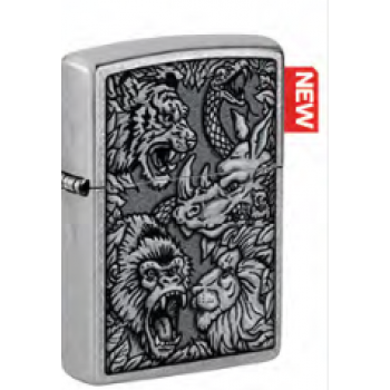 Зажигалка ZIPPO Jungle Design с покрытием Street Chrome, латунь/сталь, серебристая