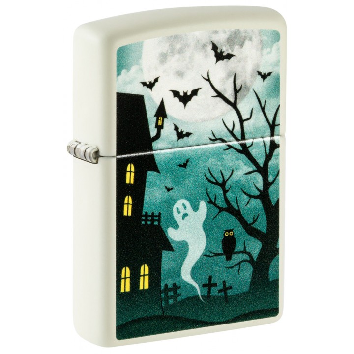 Зажигалка ZIPPO Spooky Design с покрытием Glow In The Dark Green, латунь/сталь, белая
