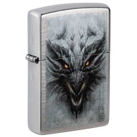 Зажигалка ZIPPO Dragon Design с покрытием Linen Weave, латунь/сталь, серебристая