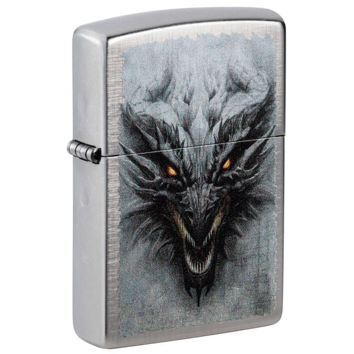 Зажигалка ZIPPO Dragon Design с покрытием Linen Weave, латунь/сталь, серебристая