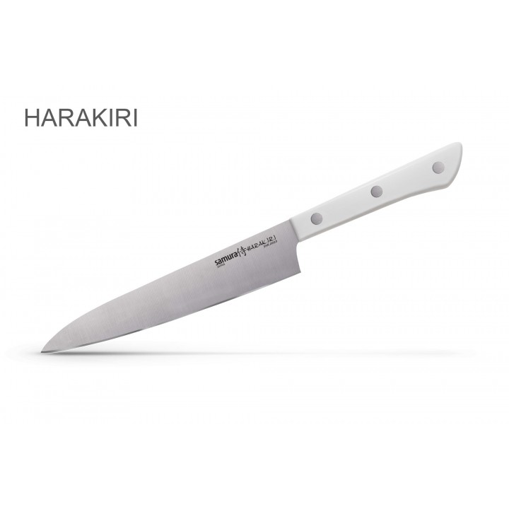 Нож кухонный универсальный Samura "HARAKIRI" (SHR-0023W) 150 мм, сталь AUS-8, рукоять ABS пластик, белый
