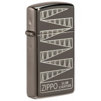 Зажигалка ZIPPO 65th Anniversary Slim® Collectible с покрытием Black Ice®, латунь/сталь