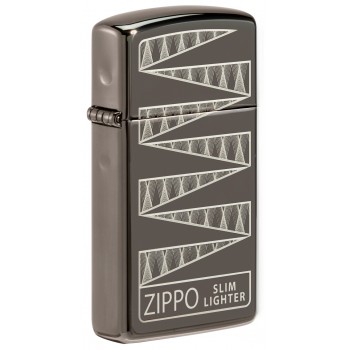 Зажигалка ZIPPO 65th Anniversary Slim® Collectible с покрытием Black Ice®, латунь/сталь