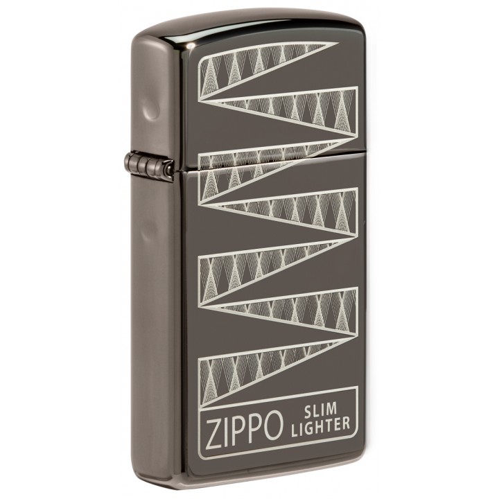 Зажигалка ZIPPO 65th Anniversary Slim® Collectible с покрытием Black Ice®, латунь/сталь