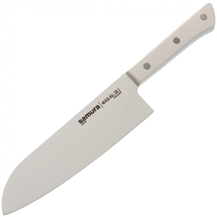 Поварской кухонный нож сантоку Samura HARAKIRI 17,5, сталь AUS-8, рукоять ABS пластик, белый