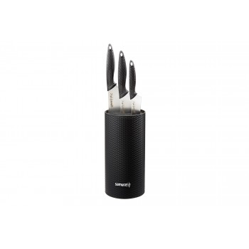 Набор из 3-х кухонных ножей Samura Golf на подставке (10, 23, 85)  в подарочной коробке