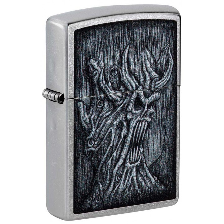 Зажигалка ZIPPO Evil Tree с покрытием Street Chrome, латунь/сталь, серебристая, 38x13x57 мм