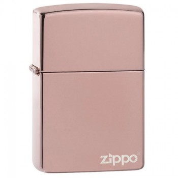 Зажигалка ZIPPO Logo Classic с покрытием High Polish Rose Gold, латунь/сталь, розовое золото, 36х12х56 мм