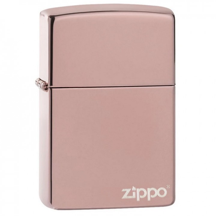 Зажигалка ZIPPO Logo Classic с покрытием High Polish Rose Gold, латунь/сталь, розовое золото, 36х12х56 мм