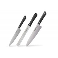 Подарочный набор из 3-х кухонных ножей Samura Harakiri (универсальный, для замороженных продуктов, шеф), сталь Aus 8, рукоять ABS-пластик