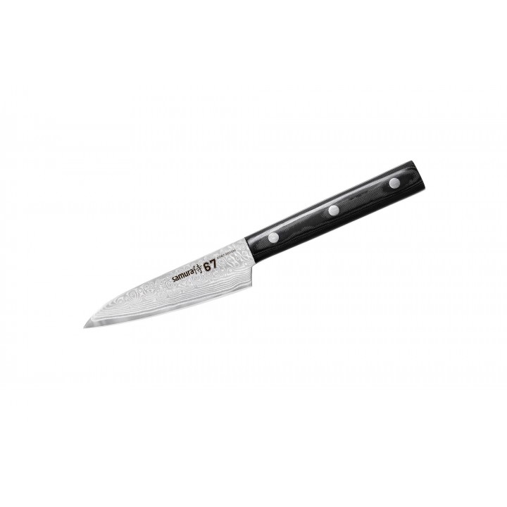 Нож кухонный "Samura 67" овощной 98 мм, дамаск 67 слоев, микарта